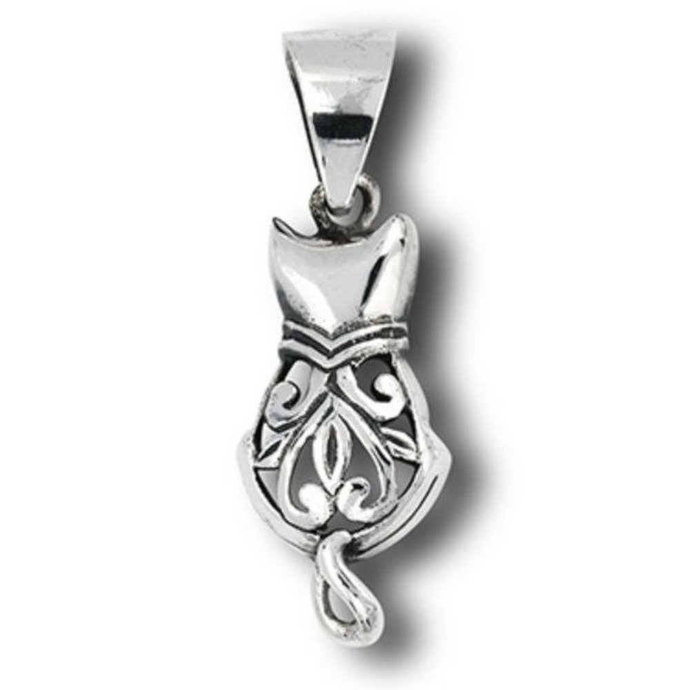 925 STERLING SILVER FILIGREE CAT PENDANT
